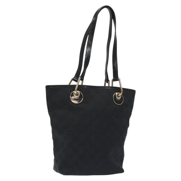 GUCCI GG Canvas Tote Bag Black Gold - Picture 1 of 16